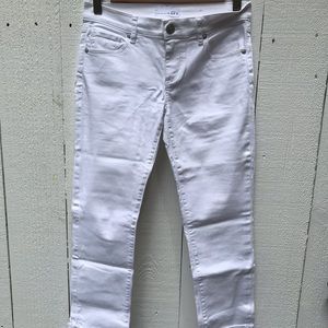 LOFT Modern Straight White Cuffed Jeans